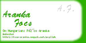 aranka focs business card